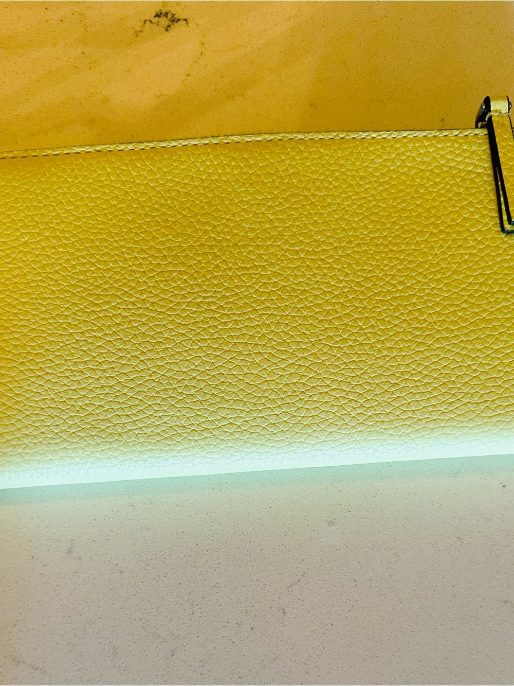 Tory Burch Lemon Yellow Pebbled Leather Zip Wallet - Picture 3 of 3